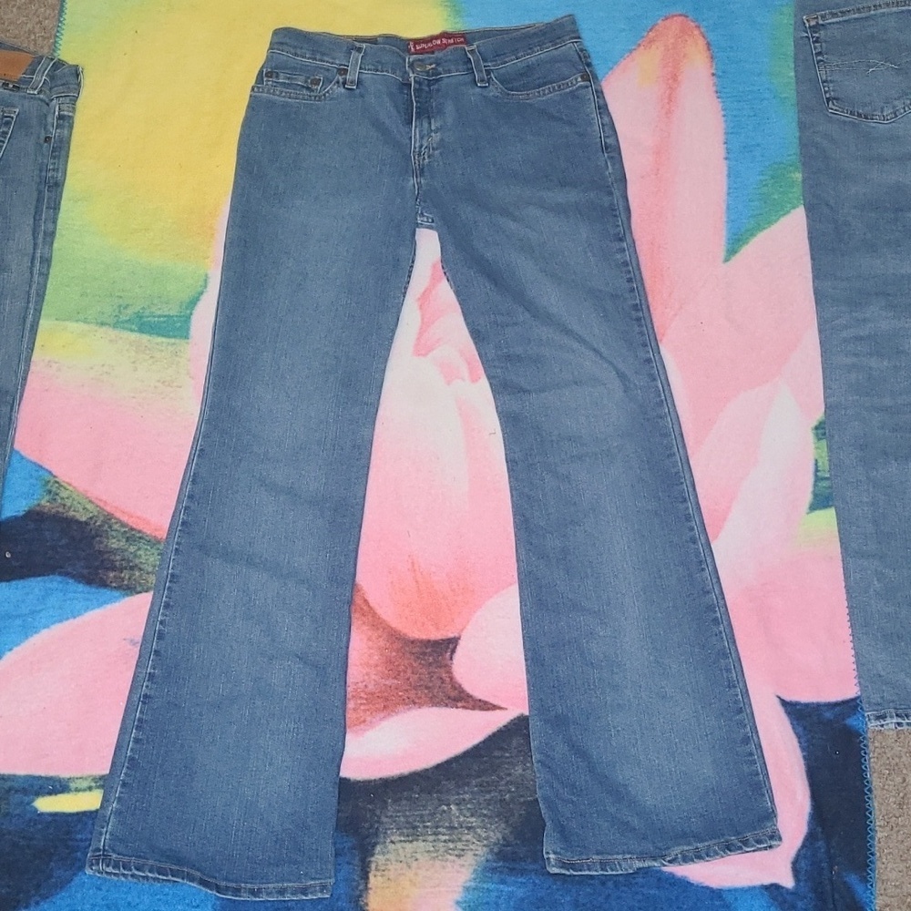 Levis Britney Style Super Low Flare Jeans Faded Stretch Size 9 True Y2K USA 2001